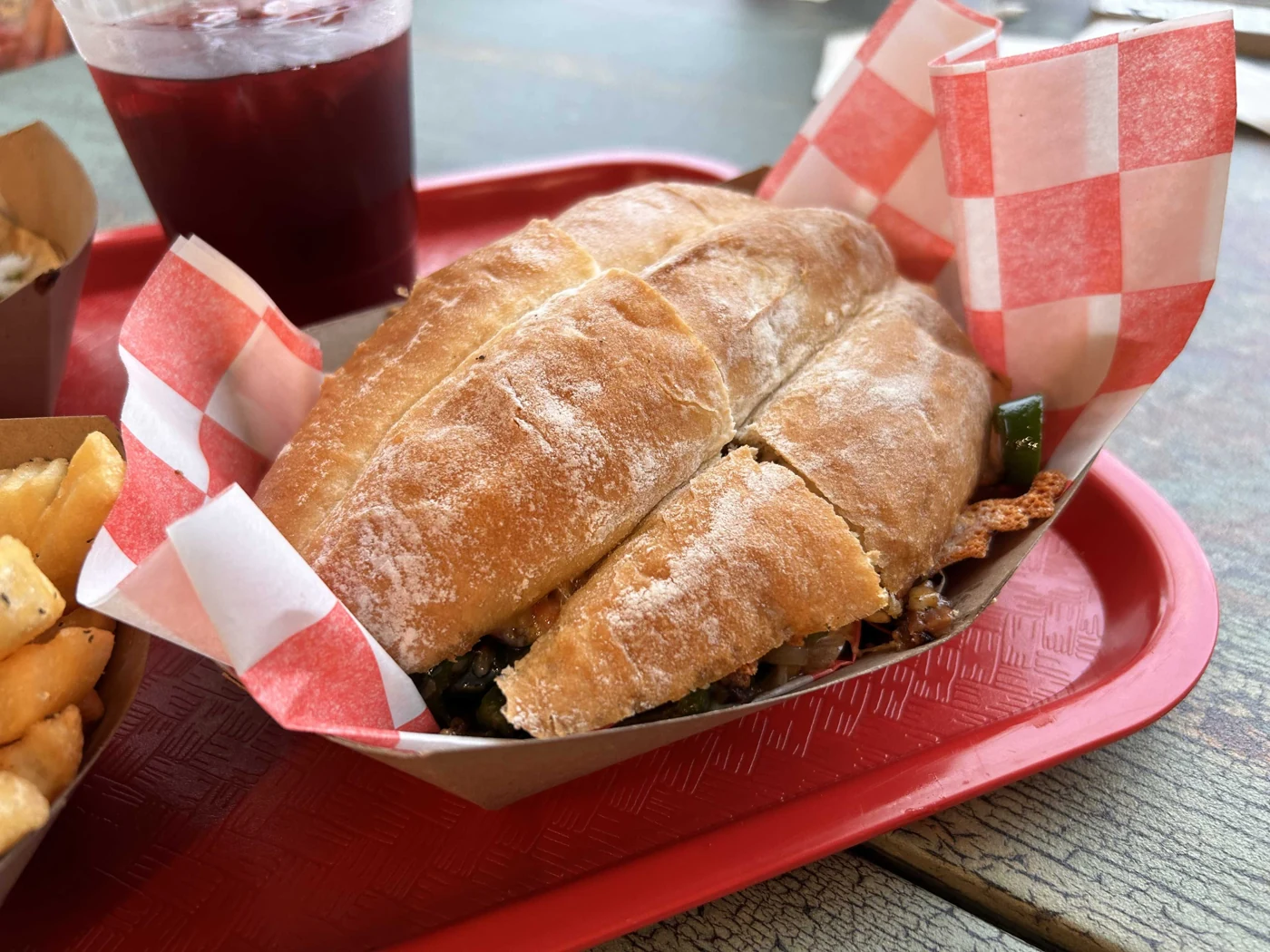 lamb cheesesteak torta at Migos Fine Foods (Portage Park)