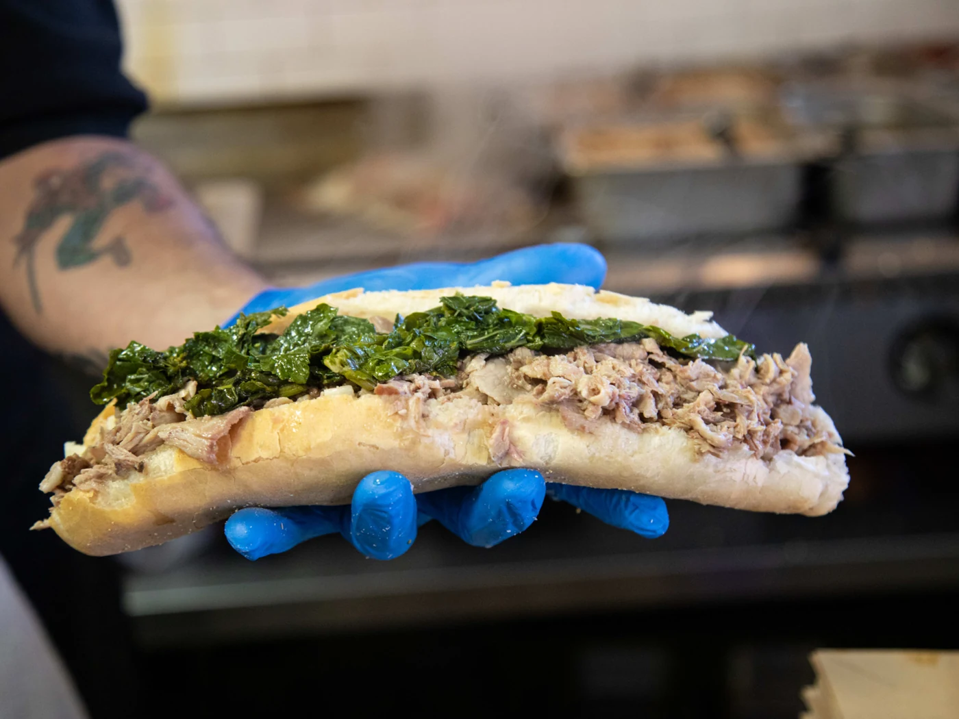PBR Roast Pork Sandwich at George's Sandwich Shop