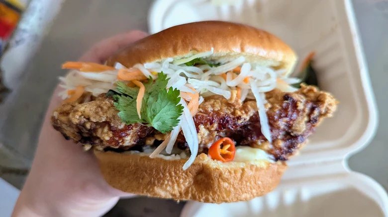 The Cambodian Fried Chicken Sandwich at Hermosa Restaurant