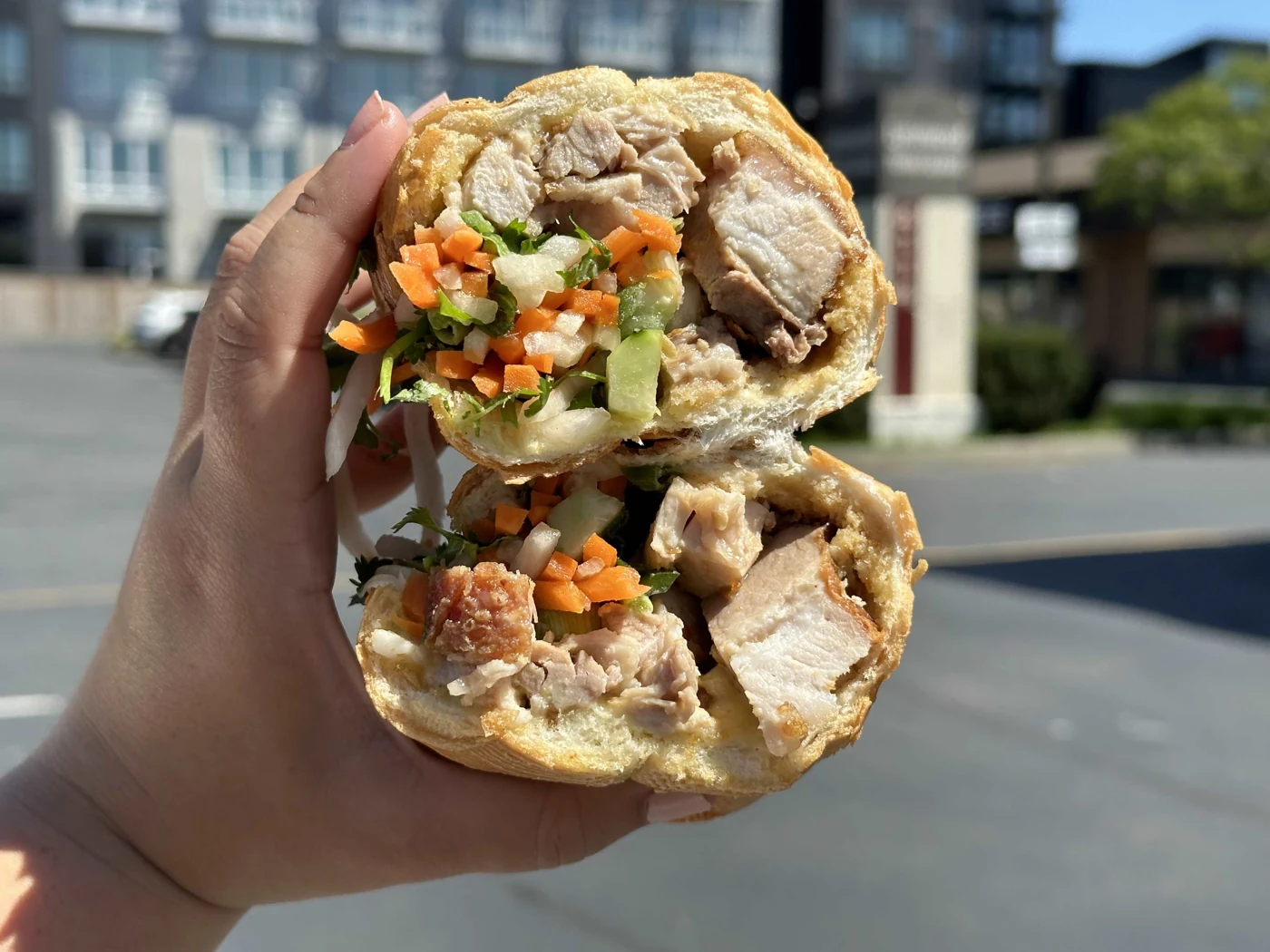 sliced, cured sausage filling at Banh Mi Land