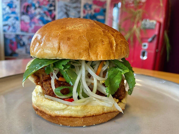 Cambodian Fried Chicken sandwich at Hermosa