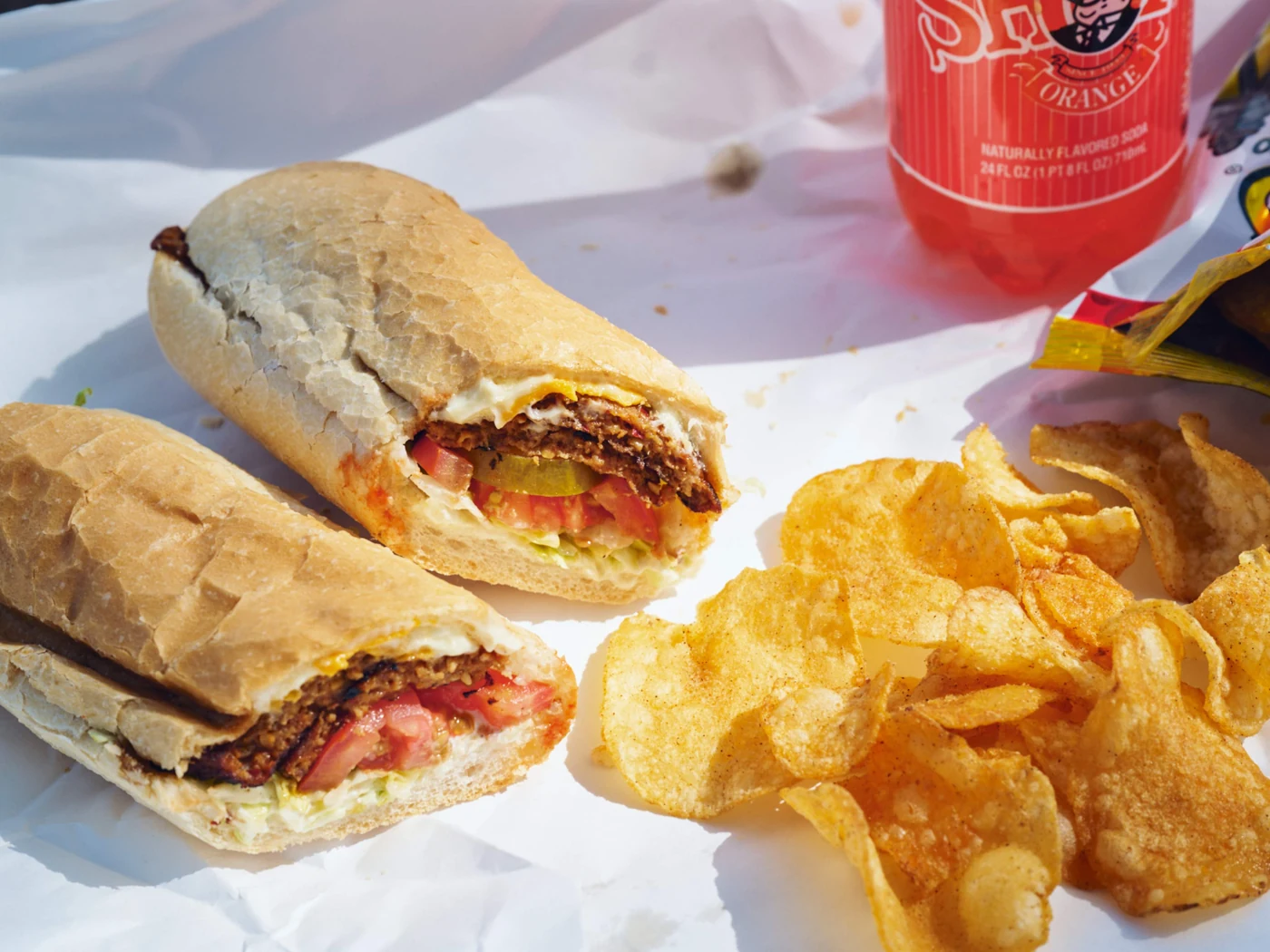 Hot Sausage Po'Boy at Banks Meat Market