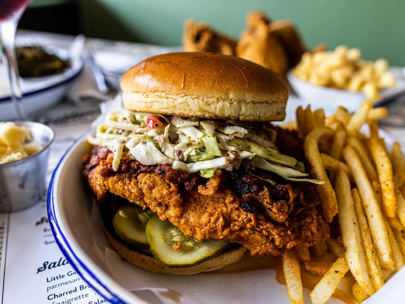 H-Town hot sandwich with crispy chicken at Gatlin's Fins & Feathers