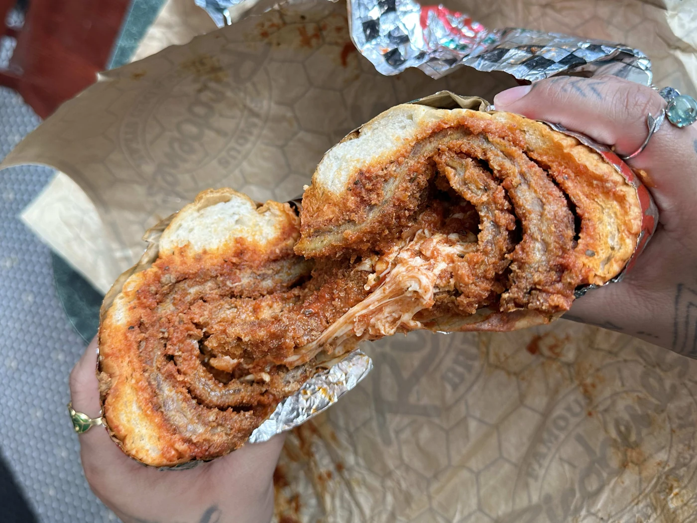 breaded steak sandwich at Ricobene's