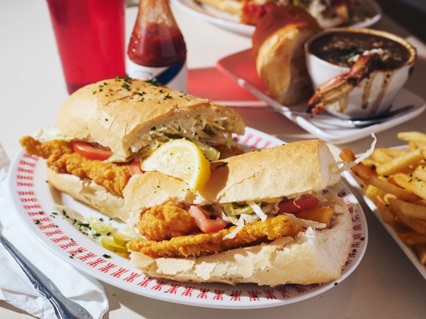 Stuffed Crab Po'Boy at Deanie's Seafood Restaurant in the French Quarter