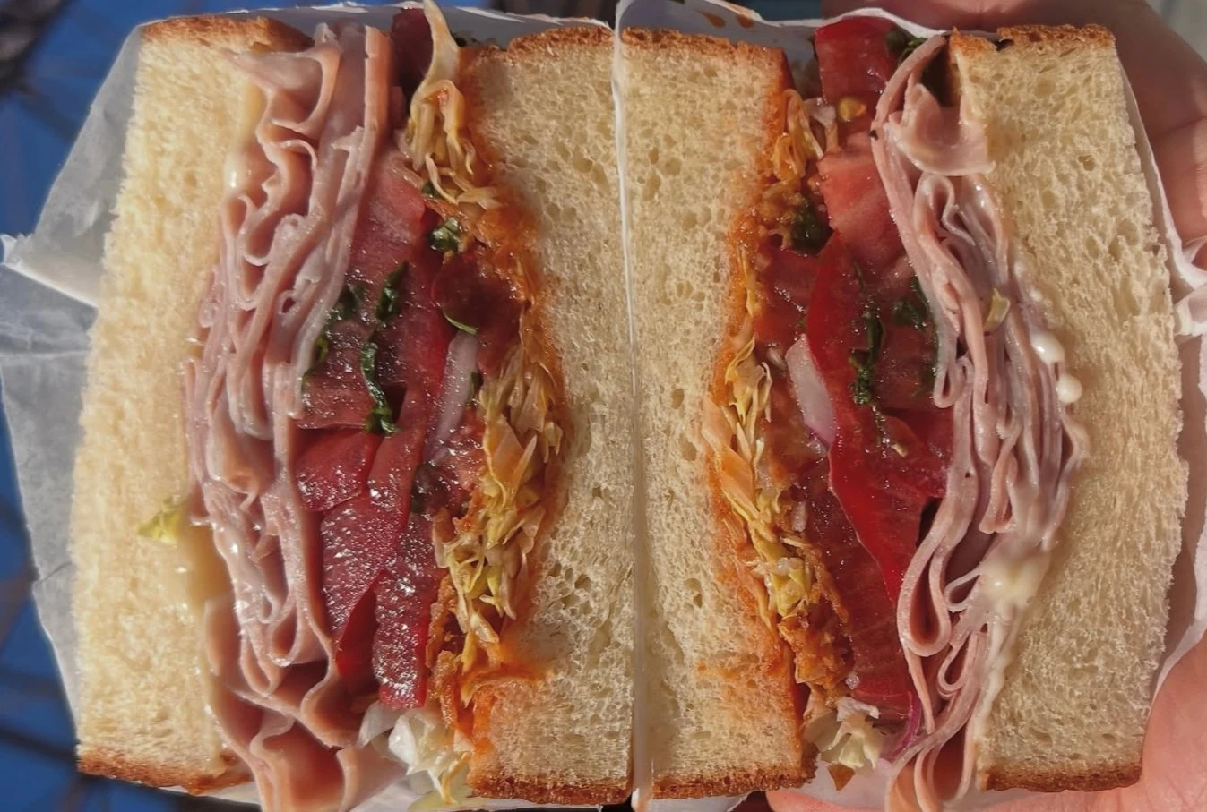Heirloom Mortadella Melt at Breadbelly