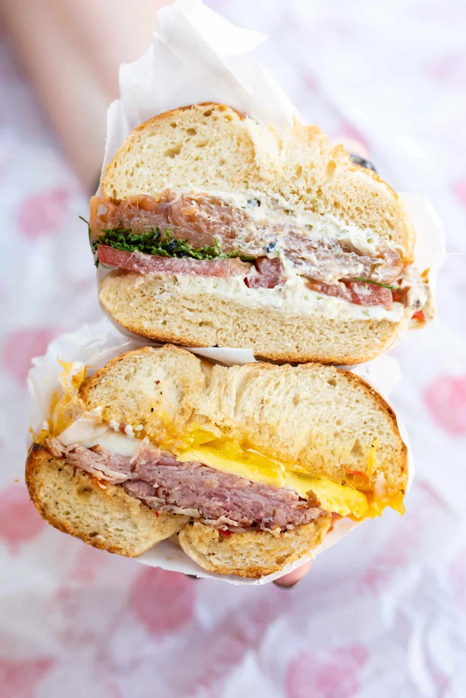 Breakfast Sandwich with a Salt Bagel at Schlok's Bagels & Lox