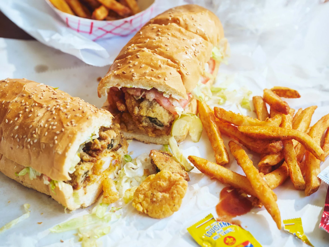 Oyster and Shrimp Po'Boy at Zimmer's Seafood